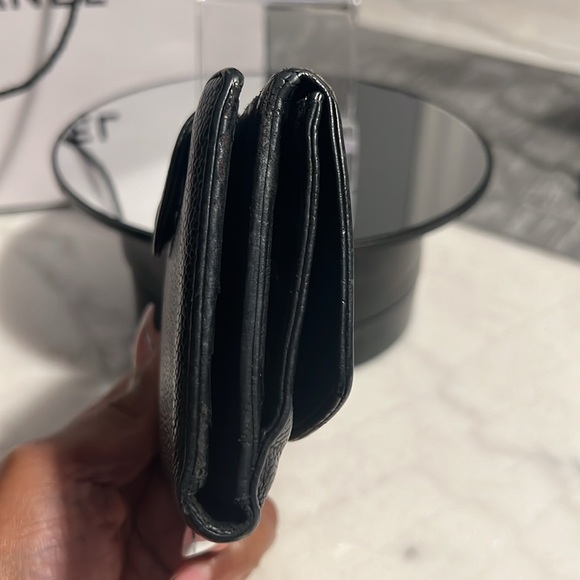 AUTHENTIC CHANEL CAVAIR LEATHER BIFOLD COMPACT WALLET BUNDLE - Picture 9 of 14